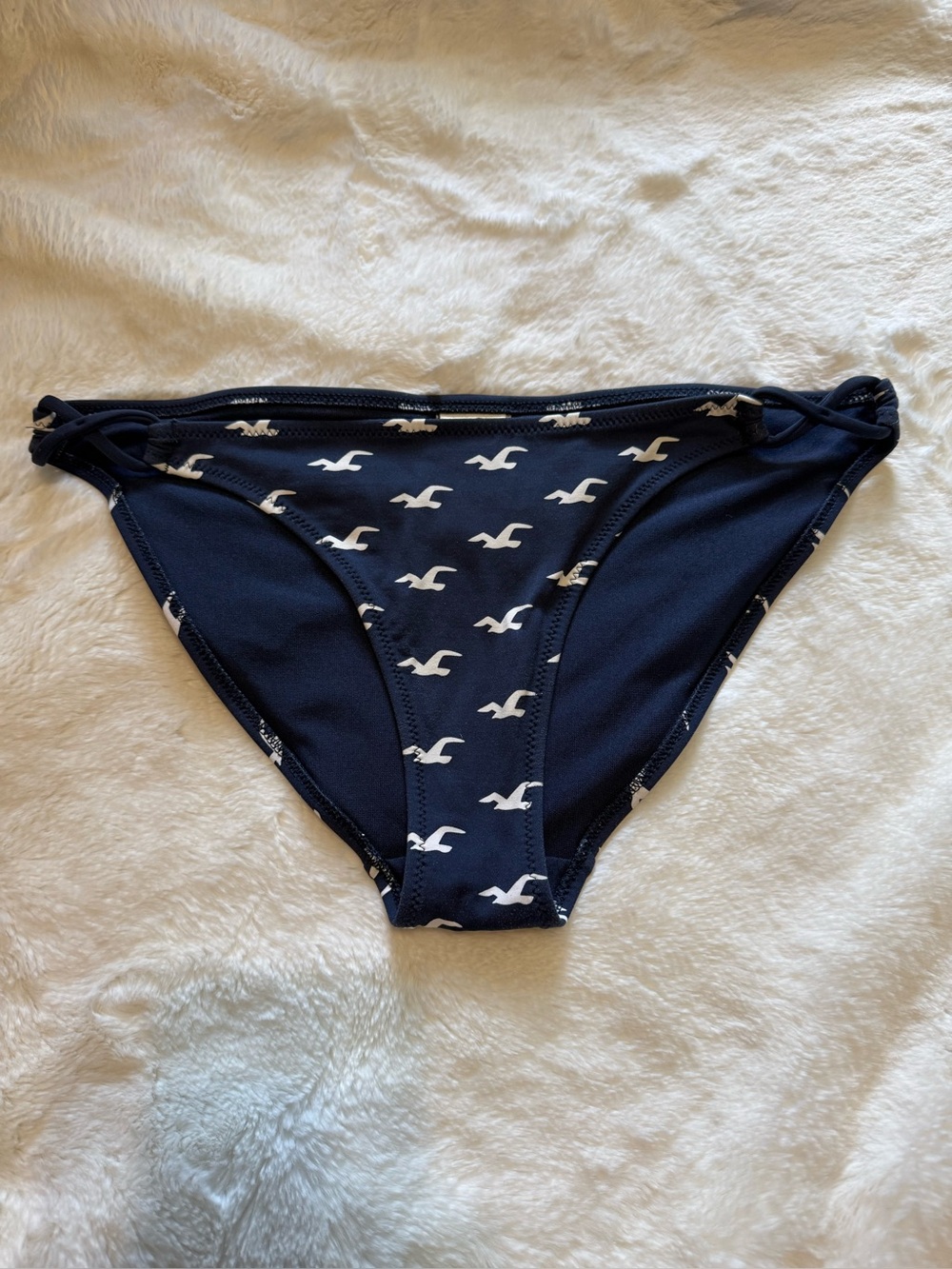 Hollister Women’s Navy Bikini Bottom with White Seagull Print